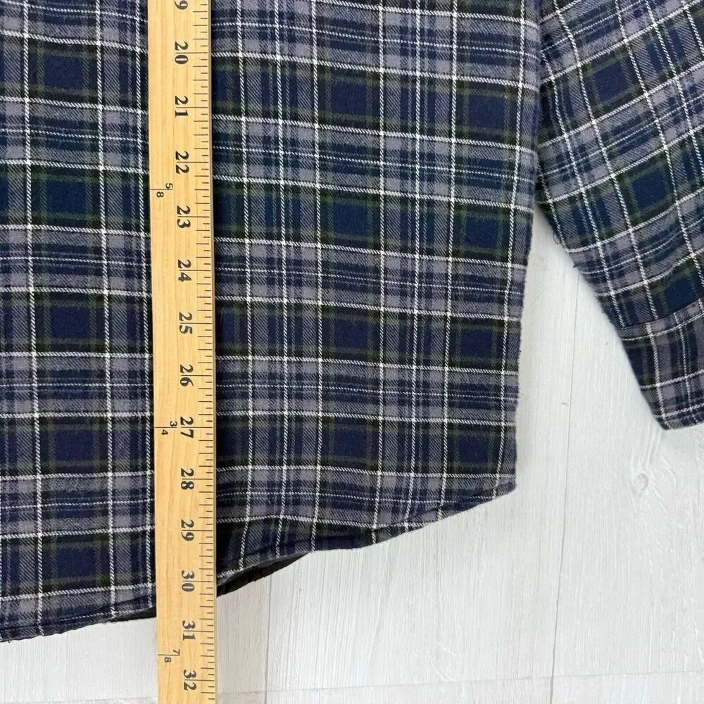 Vtg Klimbers by Kodiak Plaid Jacket Men XL Tall Navy Quilted Shacket Pearl Snaps